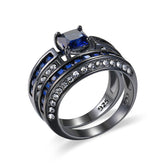 Navy Cubic Zirconia Princess-Cut Ring & Band