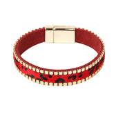 Red Polyurethane & 18K Gold-Plated Animal Prints Belt Bracelet
