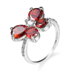 Red Crystal & Cubic Zirconia Butterfly Ring