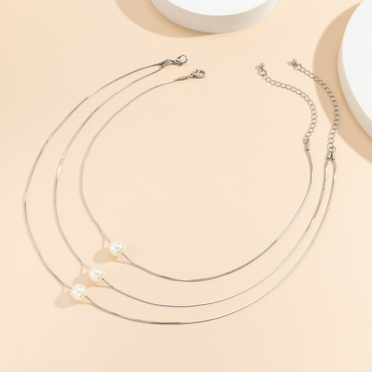 Pearl and Silver-Plated Layered Necklace Set, jewelry gift sets for women, vintage-inspired design, styled look