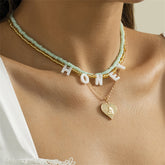 Howlite & Acrylic 18K Gold-Plated 'Honey' Angel Heart Pendant Necklace Set