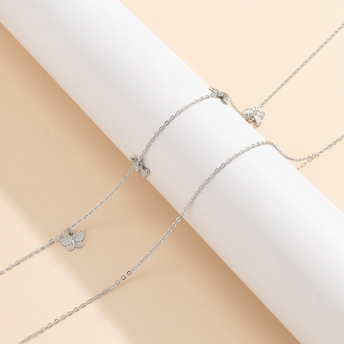Silver-Plated Butterfly Waist Chain Set, jewelry gift sets for women, vintage-inspired design, styled look