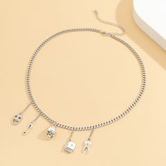 Silver-Plated Skull Charm Necklace