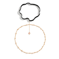 Pink Enamel & 18K Gold-Plated Mushroom Layered Leg Chain