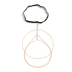 Cubic Zirconia & Nylon 18K Gold-Plated Chevron Layered Leg Chain