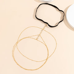 Cubic Zirconia & Nylon 18K Gold-Plated Chevron Layered Leg Chain