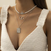 Pearl & Silver Plated Butterfly Card Necklace Set