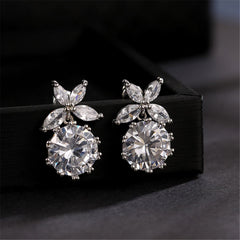 Crystal & Sterling Silver Butterfly & Ball Drop Earrings - streetregion