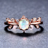 Opal & Cubic Zirconia Leaf Ring