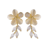 Crystal & Cat's Eye Floral Drop Earrings