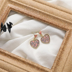 Sequin & 18K Gold-Plated Heart Drop Earrings