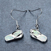 Opal & Silver-Plated Flip-Flop Drop Earrings