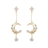 Cubic Zirconia & Pearl 18K Gold-Plated Celestial Drop Earrings