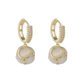 Cat's Eye & Cubic Zirconia 18K Gold-Plated Ball Drop Earrings