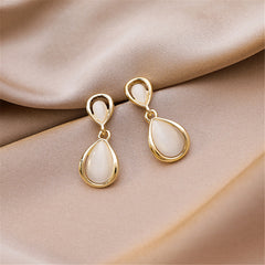Cat's Eye & 18K Gold-Plated Teardrop Drop Earrings