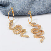 Cubic Zirconia & 18K Gold-Plated Snake Drop Earrings