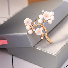 Pearl & Cubic Zirconia Shell 18k Gold-Plated Flower Brooch