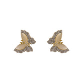 Cubic Zirconia & Cats Eye Butterfly Stud Earrings