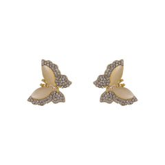 Cubic Zirconia & Cats Eye Butterfly Stud Earrings