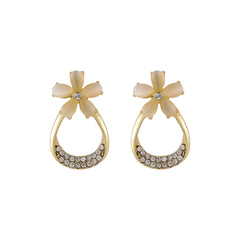 Cats Eye & Cubic Zirconia 18K Gold-Plated Flower Stud Earrings