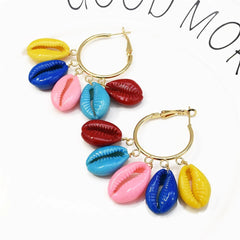 Bright-Tone Shell & 18K Gold-Plated Hoop Earrings