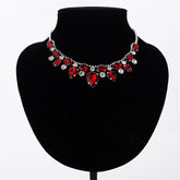 Red Crystal & Cubic Zirconia Pear Statement Necklace