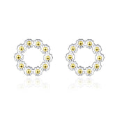 Two-Tone Sunflower Openwork Stud Earrings