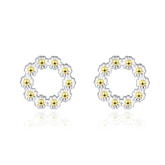 Two-Tone Sunflower Openwork Stud Earrings