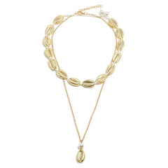 Pearl & 18K Gold-Plated Shell Layered Choker Necklace