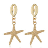 18K Gold-Plated Shell & Starfish Drop Earrings