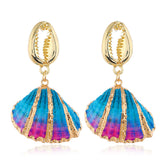 Blue Enamel & 18K Gold-Plated Mixed Shell Drop Earrings