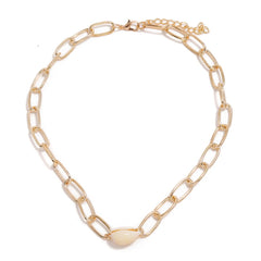 Shell & 18K Gold-Plated Figaro Chain Choker Necklace