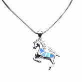 Blue Opal & Fine Silver-Plated Horse Pendant Necklace - streetregion