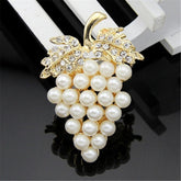 Pearl & Cubic Zirconia Grape Bunch Brooch