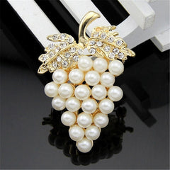 Pearl & Cubic Zirconia Grape Bunch Brooch