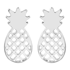 Silver-Plated Open Pineapple Stud Earrings