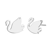 Silver-Plated Swan Stud Earrings
