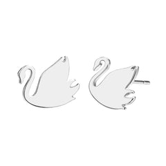 Silver-Plated Swan Stud Earrings