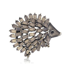 Cubic Zirconia & Silver-Plated Open Hedgehog Brooch