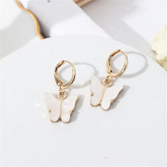 White Acrylic & 18K Gold-Plated Butterfly Drop Earrings
