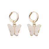 White Acrylic & 18K Gold-Plated Butterfly Drop Earrings