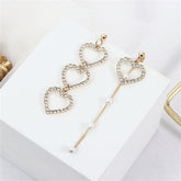 Pearl & Cubic Zirconia 18K Gold-Plated Heart Mismatched Drop Earrings