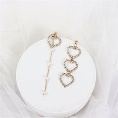 Pearl & Cubic Zirconia 18K Gold-Plated Heart Mismatched Drop Earrings