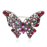 Pink Cubic Zirconia & Silver-Plated Butterfly Brooch