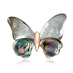 Abalone & Silver-Plated Butterfly Brooch