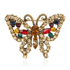 Red & Green Cubic Zirconia Butterfly Brooch