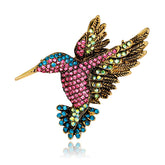 Pink & Blue Cubic Zirconia Woodpecker Brooch