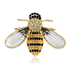 Yellow & Black Cubic Zirconia Bee Brooch