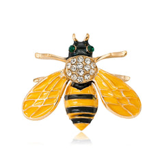 Cubic Zirconia & 18K Gold-Plated Bee Brooch