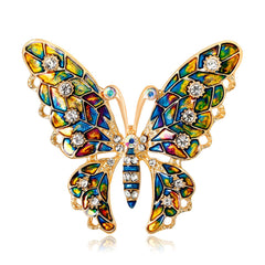 Jewel-Tone & 18K Gold-Plated Butterfly Brooch